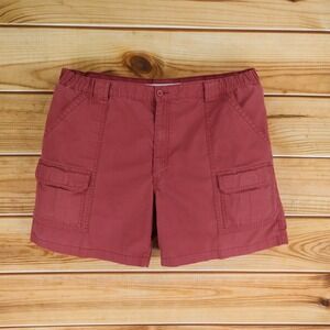 Savane Cargo Shorts Mens Sz 42 Red Cotton Blend Pockets Stretch Waist Flat Front
